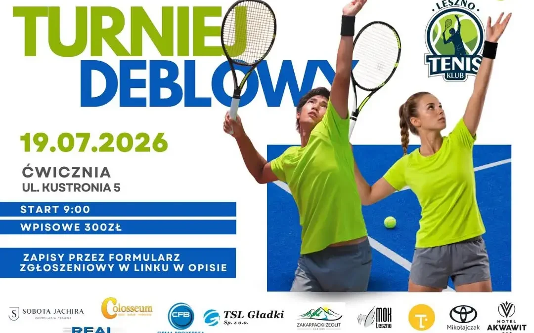 Turniej Deblowy Leszno Tenis Klub – 19 lipca na kortach przy Kustronia