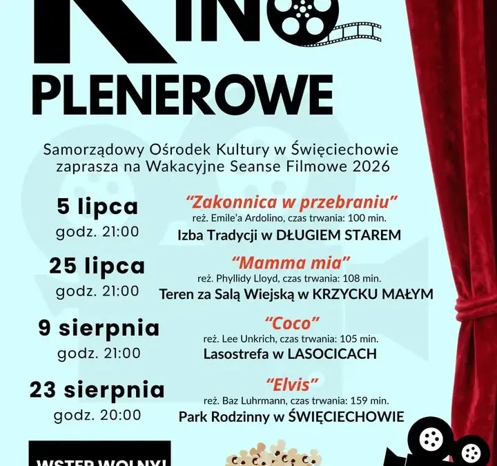 Wakacyjne Kino Plenerowe w Gminie Święciechowa – start w niedzielę