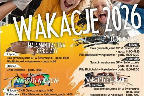 Wakacje 2026 w Gminie Osieczna – bezpłatne zajęcia dla dzieci i młodzieży