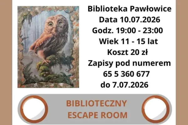 Noc w Bibliotece w Pawłowicach – escape room i warsztaty dla młodzieży