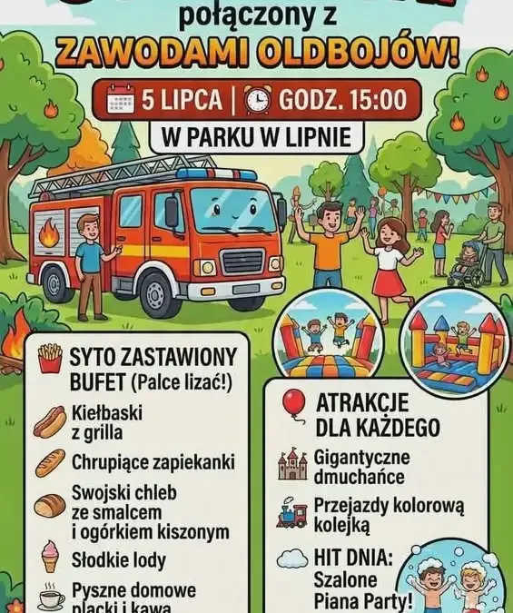 Wielki Festyn Strażacki w Lipnie – atrakcje dla całych rodzin