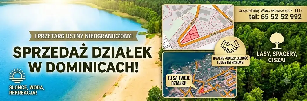 Działki rekreacyjne w Dominicach – przetarg gminy Włoszakowice