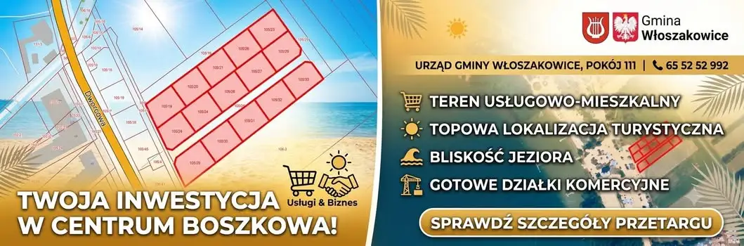 Działki inwestycyjne w centrum Boszkowa – przetarg ogłoszony