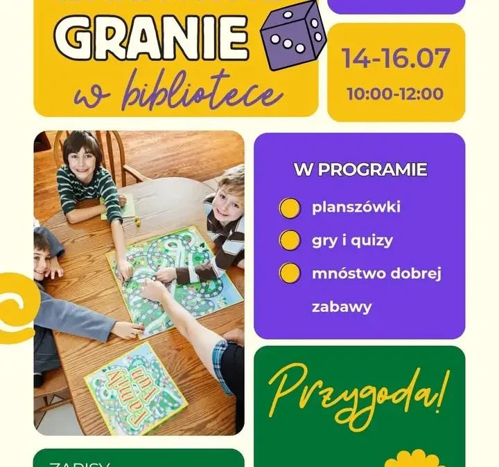 Wakacyjne granie w bibliotece w Lipnie – zapisy już ruszyły