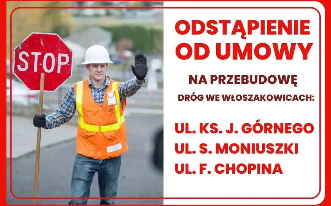 Gmina Włoszakowice odstępuje od umowy na przebudowę dróg – wykonawca nie wywiązał się z terminów
