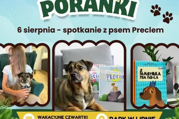 Wakacyjne Poranki z Biblioteką w Lipnie – spotkanie z psem Preclem