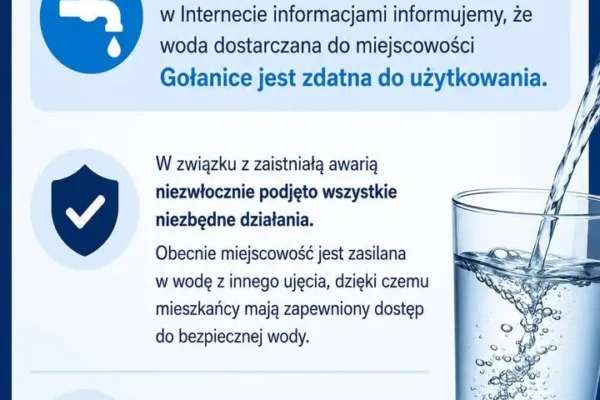 Woda w Gołanicach zdatna do użytku – gmina odpowiada na niepokojące informacje