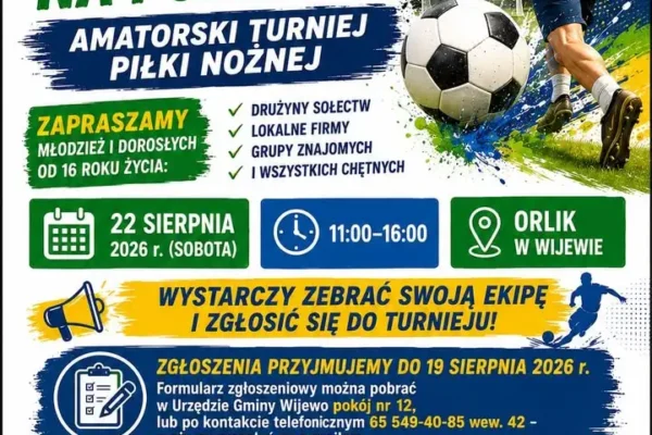 Aktywny Orlik w Wijewie: rodzinne atrakcje i turniej piłki nożnej 22 sierpnia