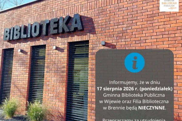 Biblioteka w Wijewie i filia w Brennie nieczynne 17 sierpnia