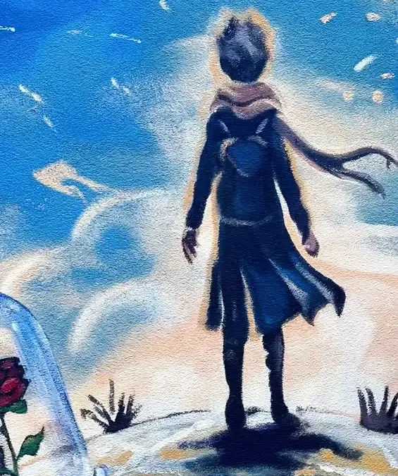 Mural Mały Książę w wijewskiej szkole – książkowe przesłanie na ścianie stołówki