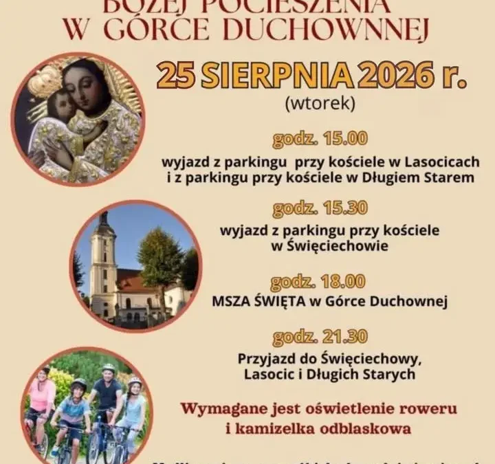 Rowerowa pielgrzymka do Górki Duchownej – zaproszenie na 25 sierpnia