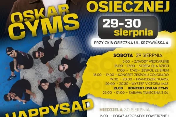 Dni Osiecznej 2026: Oskar Cyms, Happysad i food trucki już 29-30 sierpnia