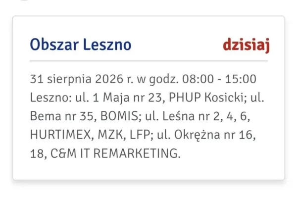MZK Leszno: Centrum Obsługi Klienta nieczynne z powodu awarii prądu
