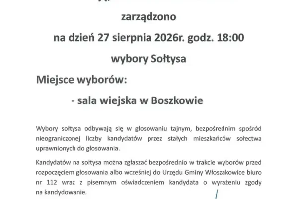 Sołectwo Boszkowo wybiera sołtysa – zebranie mieszkańców w czwartek