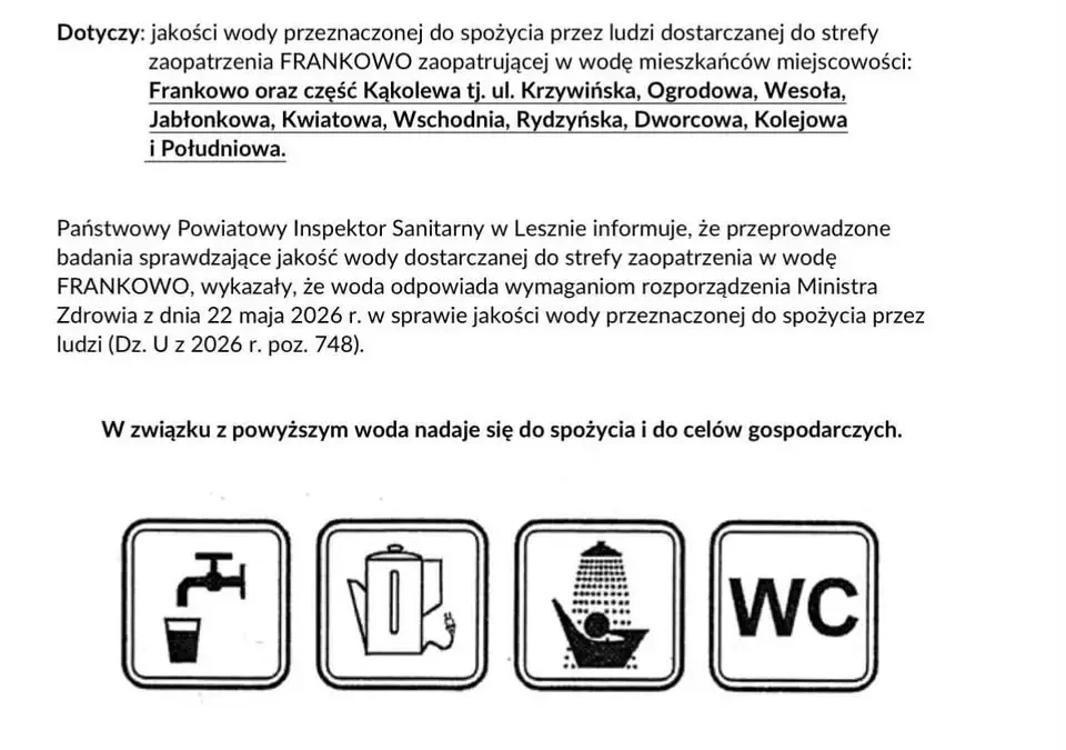 Woda we Frankowie i części Kąkolewa znów zdatna do picia