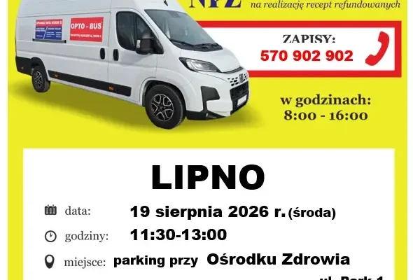 Bezpłatne badania wzroku w mobilnym gabinecie OPTO-BUS w Lipnie
