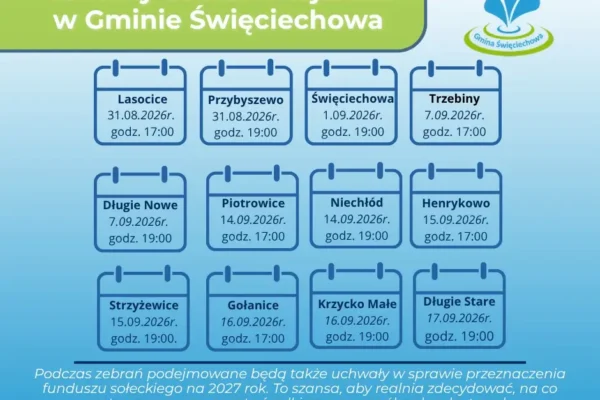 Zebrania wiejskie w gminie Święciechowa – harmonogram na wrzesień