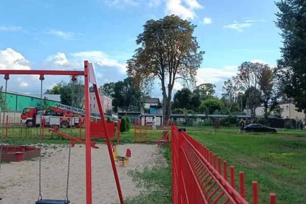 Gniazdo owadów przy placu zabaw – interwencja OSP Leszno i Zaborów