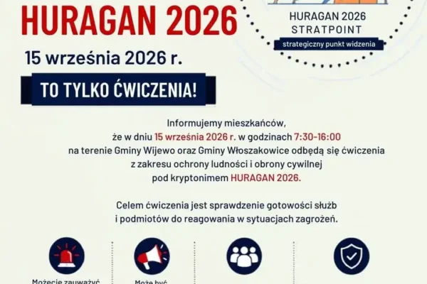 Ćwiczenia „HURAGAN 2026” w gminach Wijewo i Włoszakowice – ważne informacje dla mieszkańców