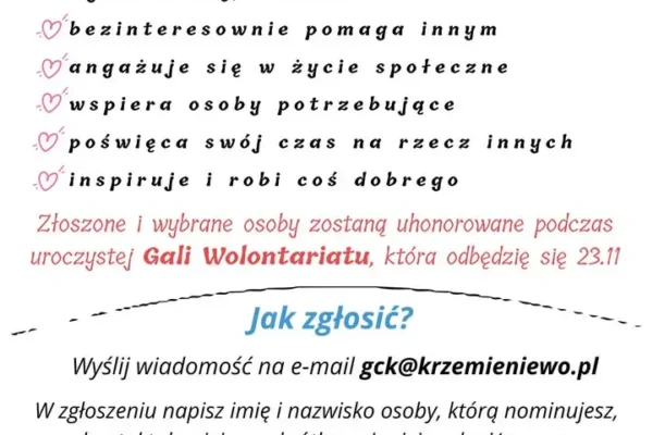 Gala Wolontariatu w Krzemieniewie – zgłoś osobę, która zasługuje na podziękowanie