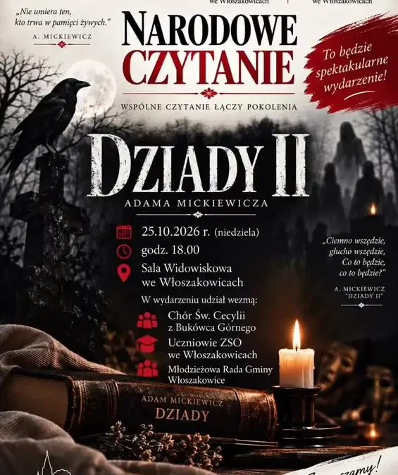 Narodowe Czytanie „Dziadów cz. II” we Włoszakowicach – 25 października