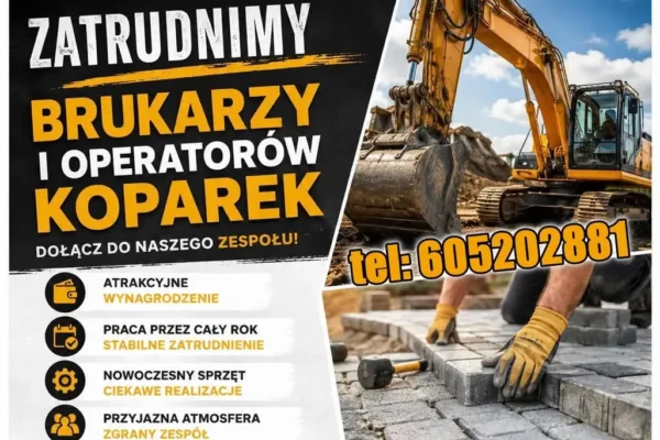 Praca dla operatorów i brukarzy w firmie Bruk Max z Brenna