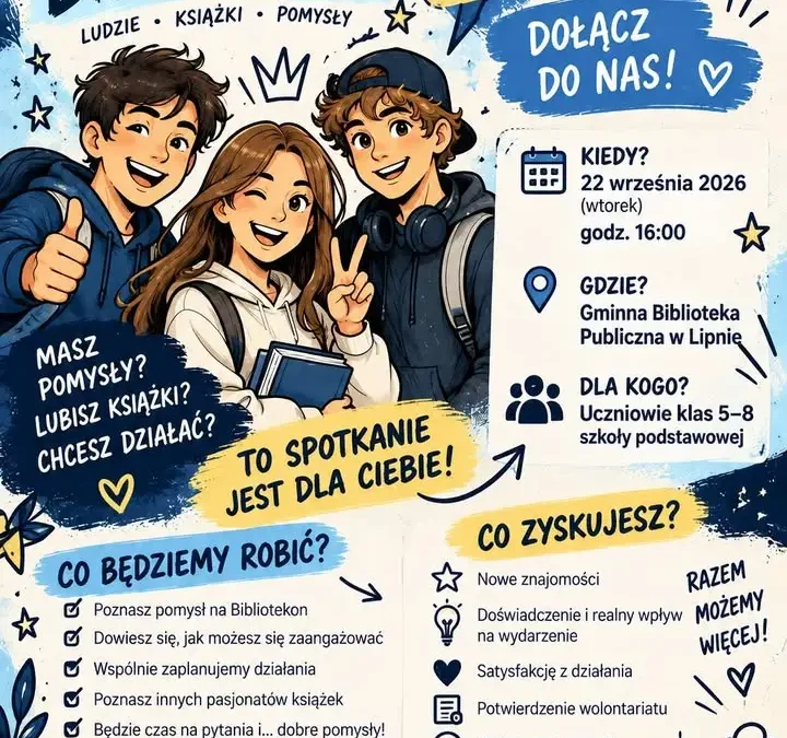 Bibliotekon w Lipnie – zostań wolontariuszem festiwalu książki