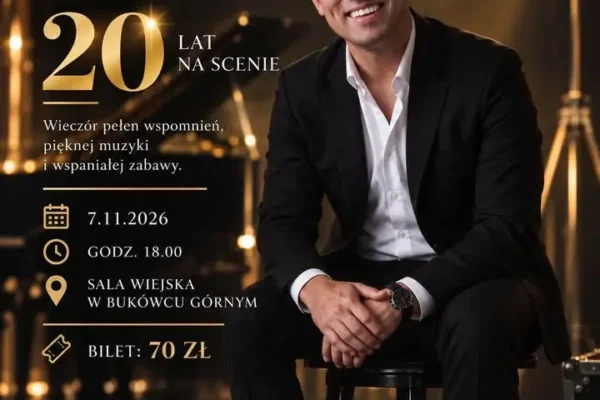 Koncert jubileuszowy Szymona Gądy – 20 lat na scenie. Zaproszenie do Bukówca Górnego