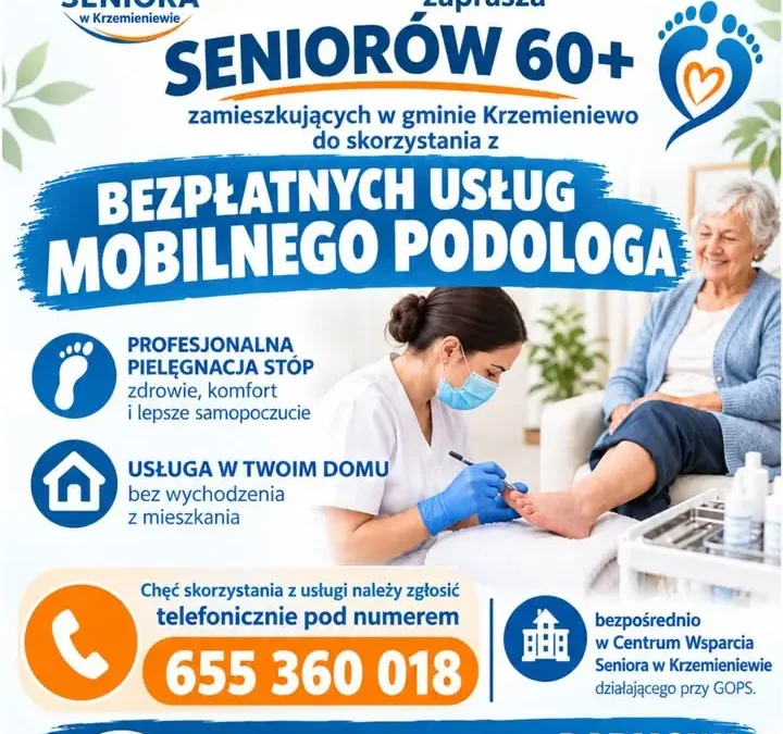 Bezpłatna pomoc podologa dla seniorów 60+ z gminy Krzemieniewo