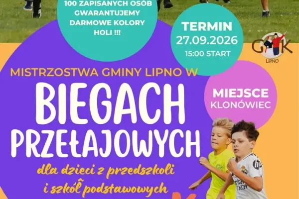Mistrzostwa Gminy Lipno w Biegach Przełajowych – zapisy trwają, na pierwszych 100 czekają Kolory Holi