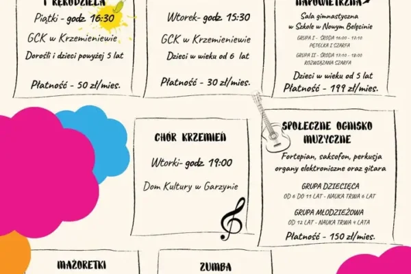 Gminne Centrum Kultury w Krzemieniewie ogłasza nabór na kółka zainteresowań