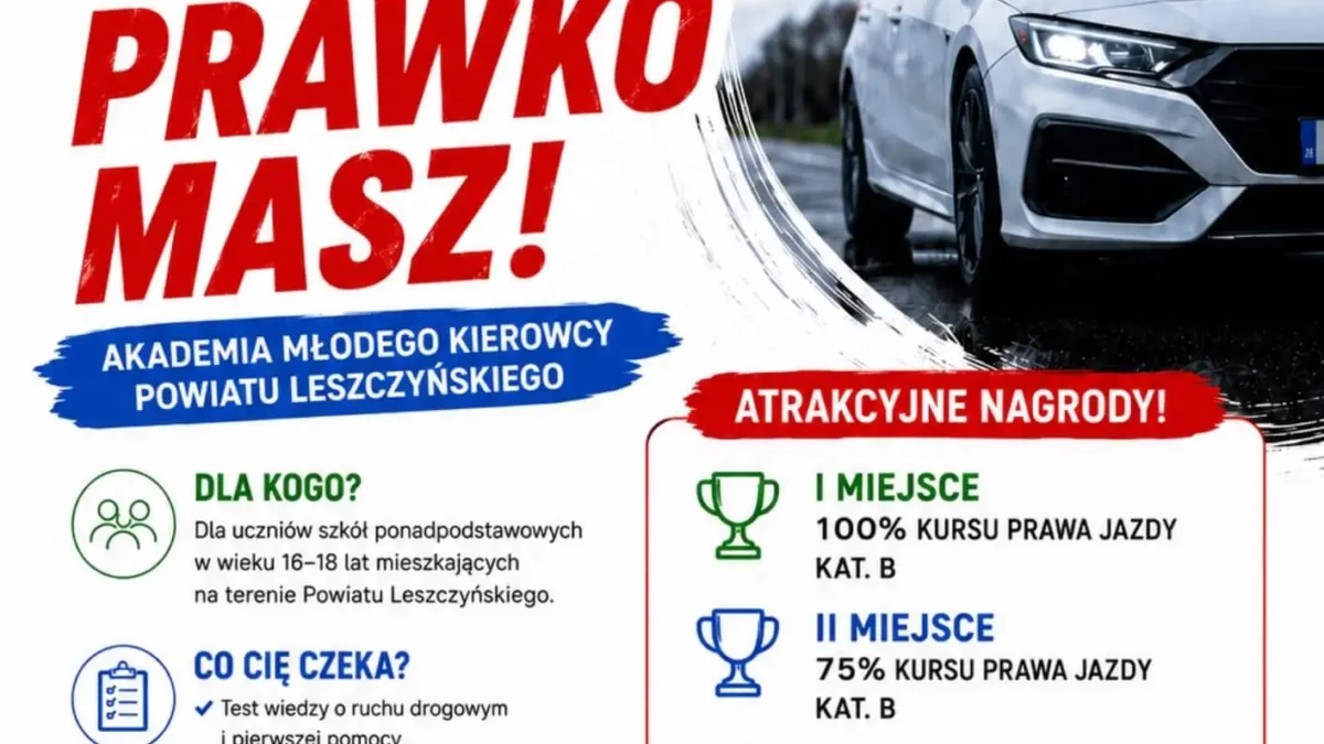Powiat Leszczyński zaprasza młodzież do konkursu o przepisach drogowych