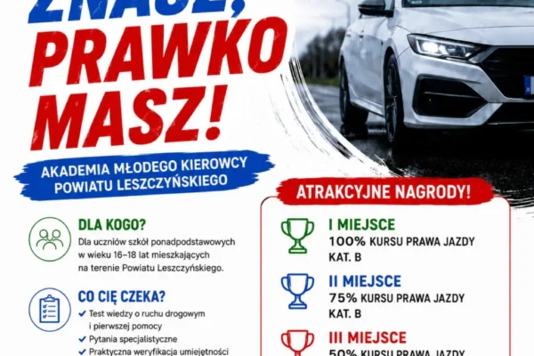 Powiat Leszczyński zaprasza młodzież do konkursu o przepisach drogowych