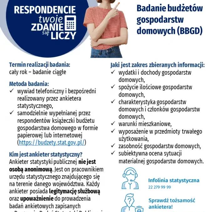 GUS bada budżety domowe w gminie Lipno – sprawdź, jak rozpoznać ankietera