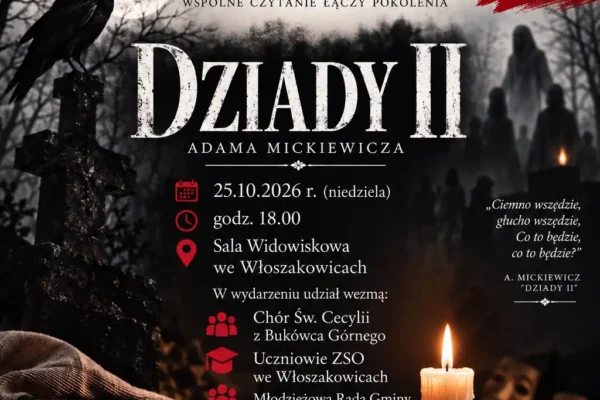 Narodowe Czytanie „Dziadów cz. II” we Włoszakowicach – wyjątkowy wieczór w niedzielę