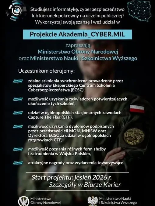 AkademiaCYBERMIL – wojsko zaprasza studentów do świata cyberbezpieczeństwa