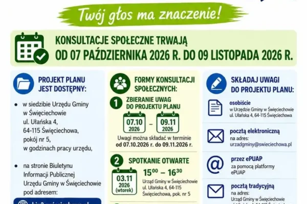 Konsultacje społeczne w Święciechowie: mieszkańcy zdecydują o zmianach w planie zagospodarowania