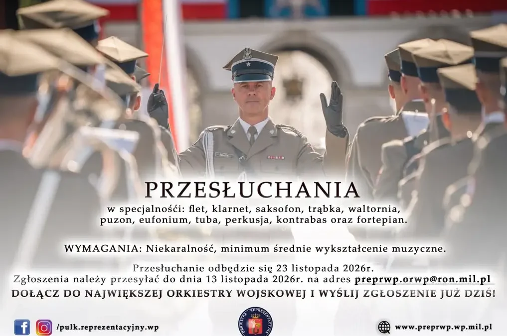 Orkiestra Reprezentacyjna Wojska Polskiego szuka muzyków – przesłuchania 23 listopada