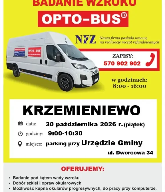 Bezpłatne badanie wzroku w Krzemieniewie – 30 października 2026