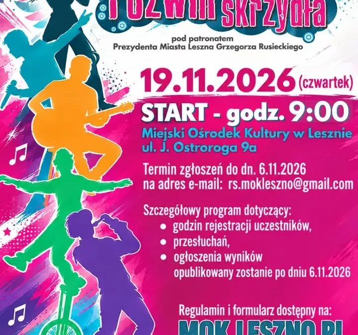 Ruszyły zapisy do XVIII Konkursu Talentów „Rozwiń Skrzydła 2026” w Lesznie
