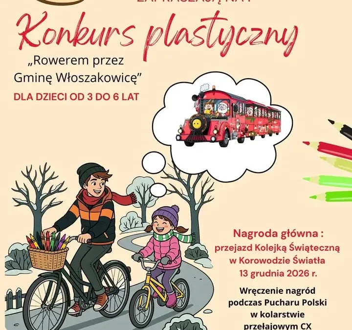Konkurs plastyczny „Rowerem przez Gminę Włoszakowice 2026” dla przedszkolaków