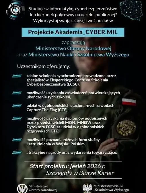 Akademia CYBERMIL – wojsko zaprasza studentów do świata cyberbezpieczeństwa