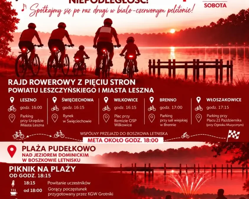 Biało-Czerwono Zakręceni: rajd rowerowy z okazji Święta Niepodległości w powiecie leszczyńskim