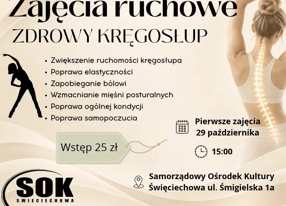 Zajęcia „Zdrowy kręgosłup” w SOK – zadbaj o kondycję już 29 października