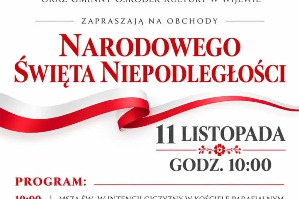 Wijewo zaprasza na obchody Narodowego Święta Niepodległości 11 listopada