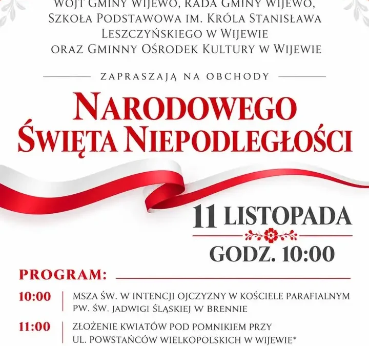 Wijewo zaprasza na obchody Narodowego Święta Niepodległości 11 listopada