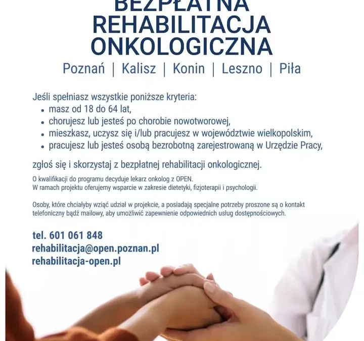 Bezpłatna rehabilitacja onkologiczna w Wielkopolsce – trwa nabór do programu „Aktywni mimo raka”