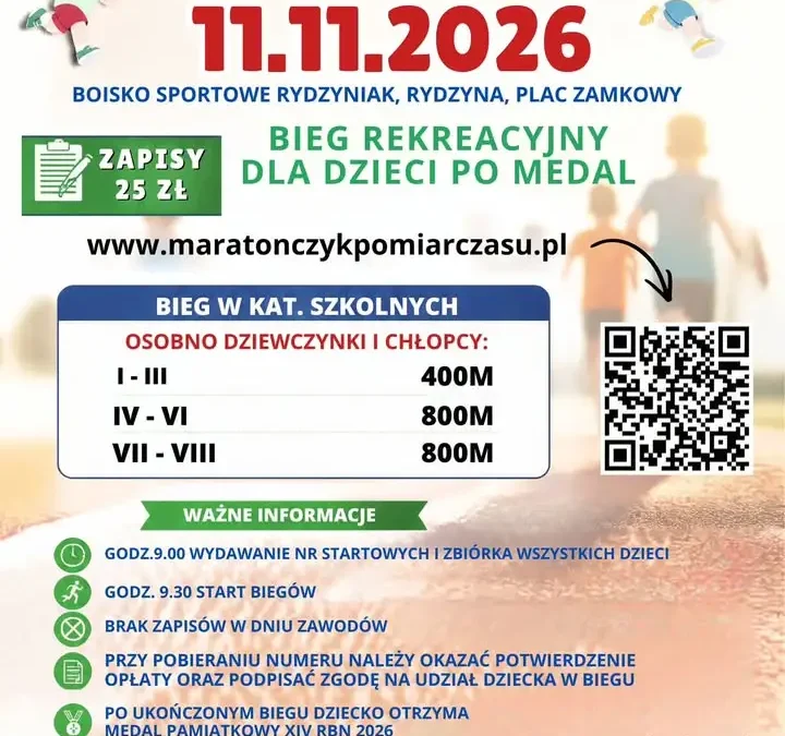 Bieg z Mistrzem po Medal w Rydzynie – trwają zapisy dla dzieci