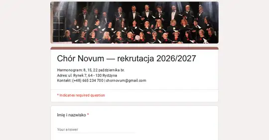 Chór Novum w Rydzynie zaprasza panów na próby – dołącz do zespołu!